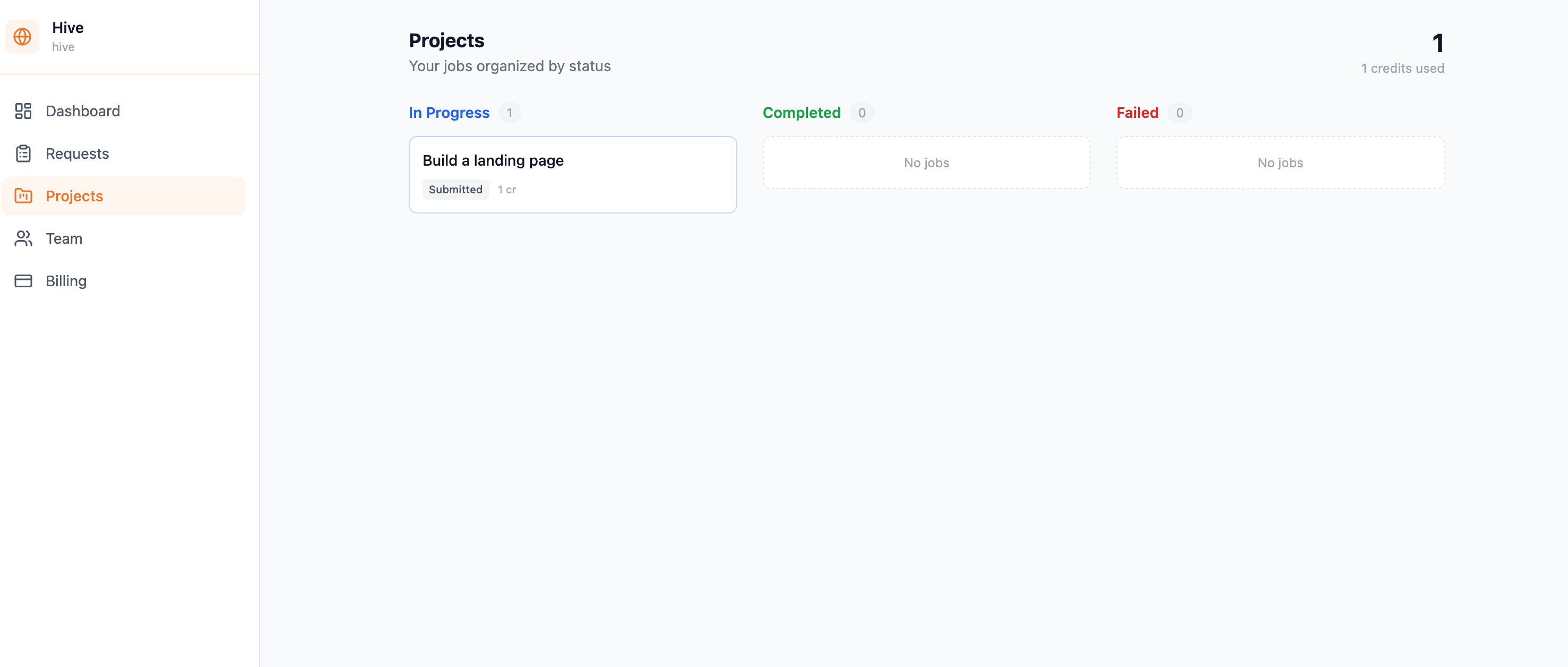 Orchexia Projects — View jobs organized by status